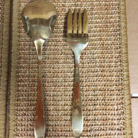 Vintage Gold Serving Set Dirigold Dirilyte Goldware Regal Serving Spoon & Fork - Picture 2 of 6